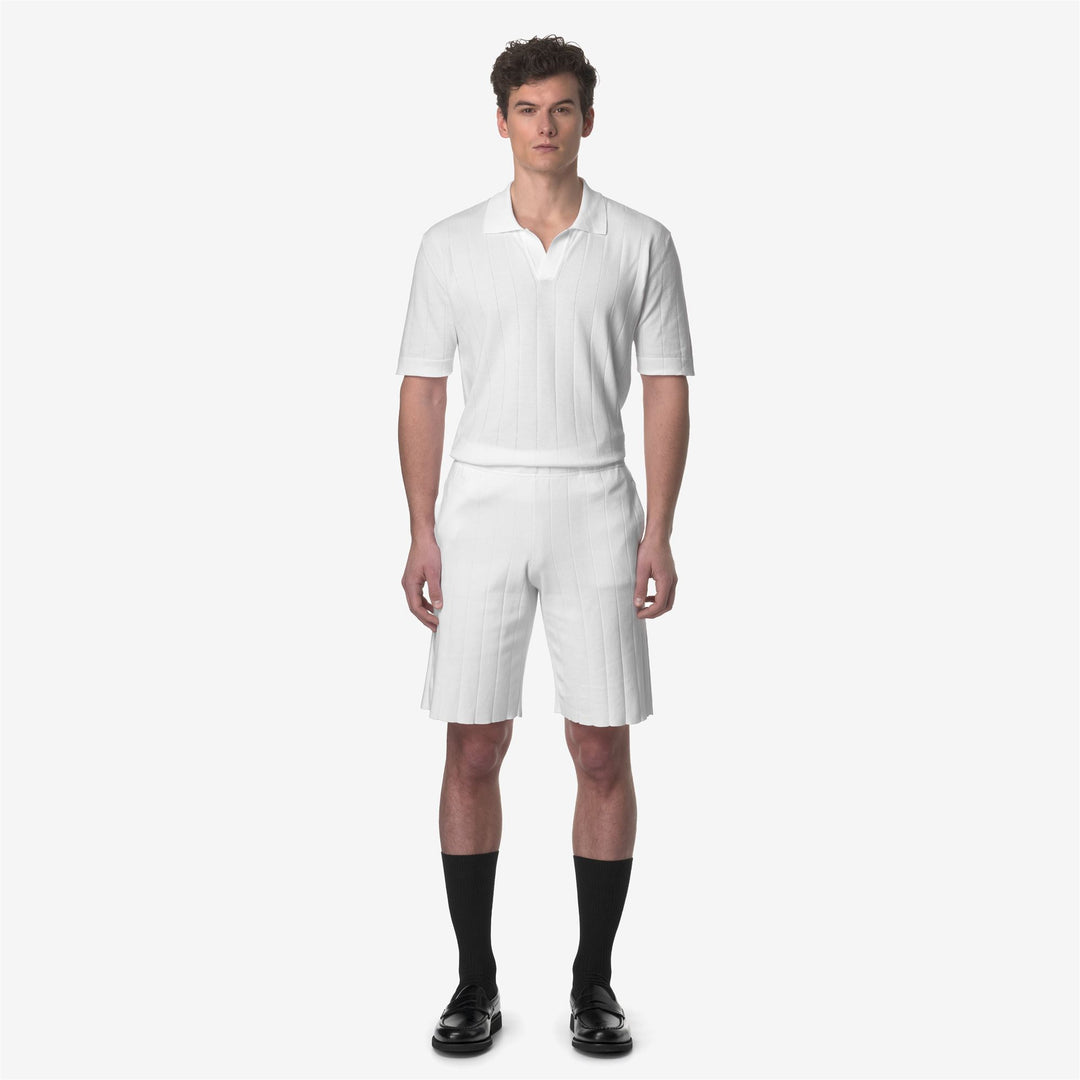 Shorts Unisex LEOBEN KNITTED Sport  Shorts WHITE Dressed Back (jpg Rgb)		