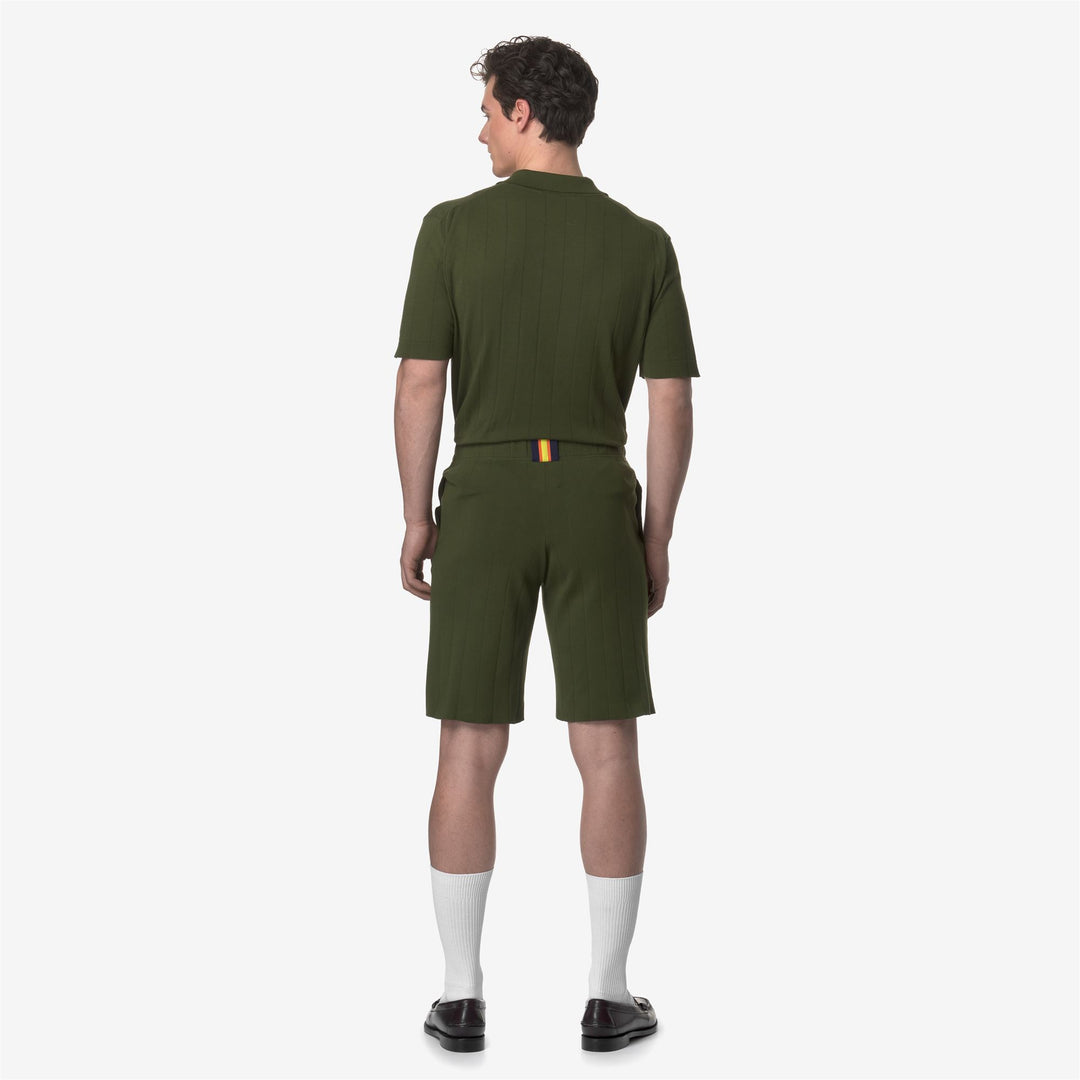 Shorts Unisex LEOBEN KNITTED Sport  Shorts GREEN SPHAGNUM Dressed Front Double		