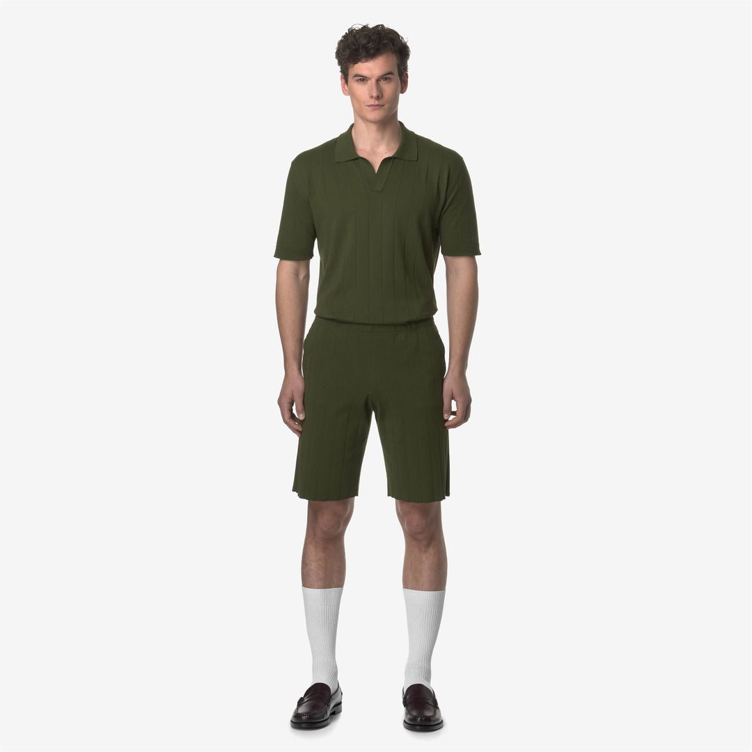 Shorts Unisex LEOBEN KNITTED Sport  Shorts GREEN SPHAGNUM Dressed Back (jpg Rgb)		