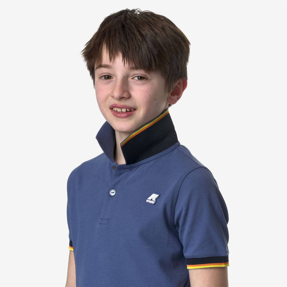 Polo Shirts Boy P. VINCENT Polo BLUE FIORD Detail Double				