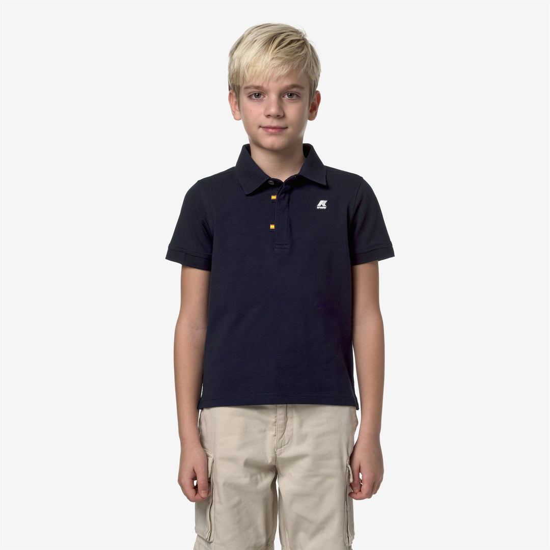Polo Shirts Boy P. ALDERIC Polo BLUE DEPTH Dressed Back (jpg Rgb)		