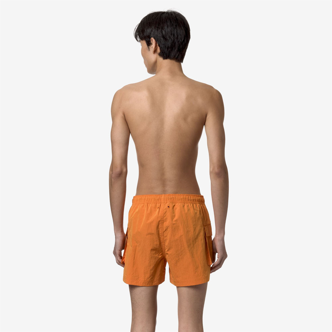 Bathing Suits Man MELLOW MINI RIPSTOP Swimming Trunk ORANGE MD Dressed Front Double		