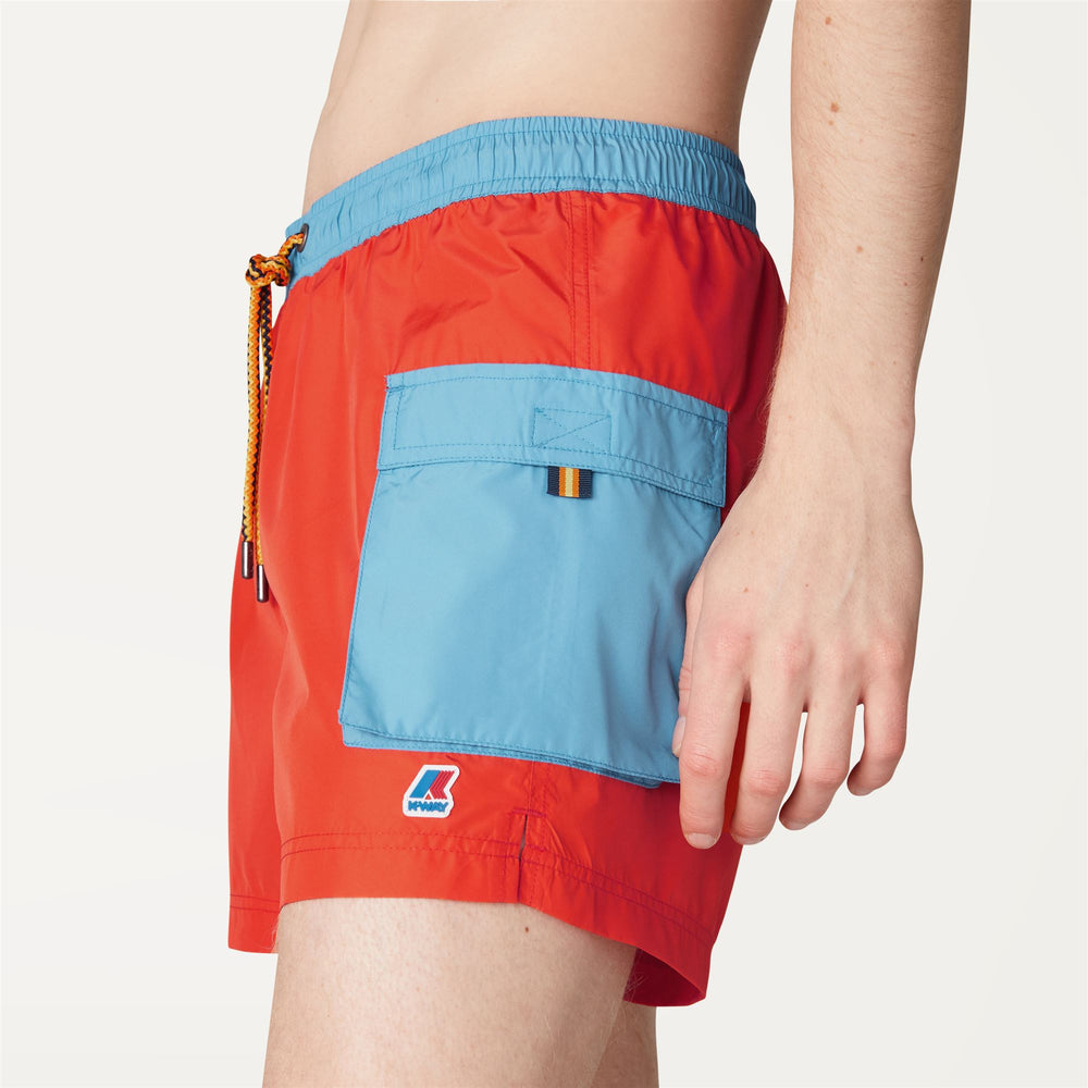 Bathing Suits Man MELLOW BICOLOR Swimming Trunk ORANGE - BLUE SMOKED Detail Double				