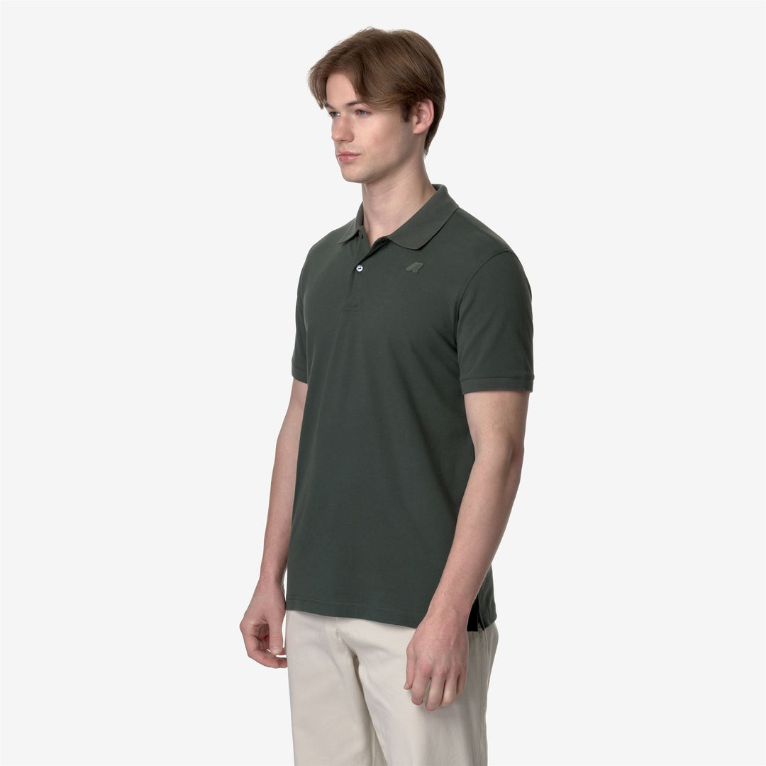 Polo Shirts Man AMEDEE PIQUE Polo GREEN BLACKISH Detail (jpg Rgb)			