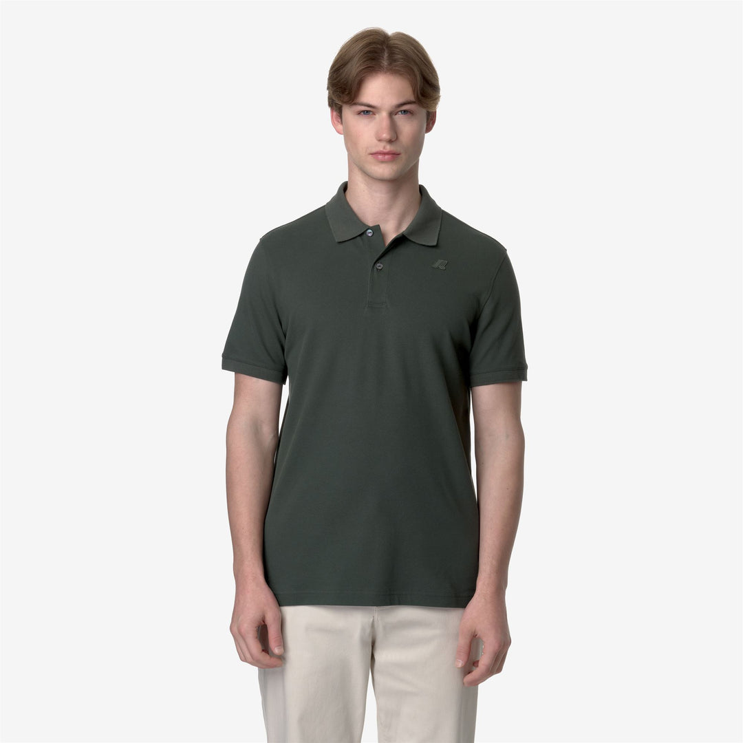 Polo Shirts Man AMEDEE PIQUE Polo GREEN BLACKISH Dressed Back (jpg Rgb)		