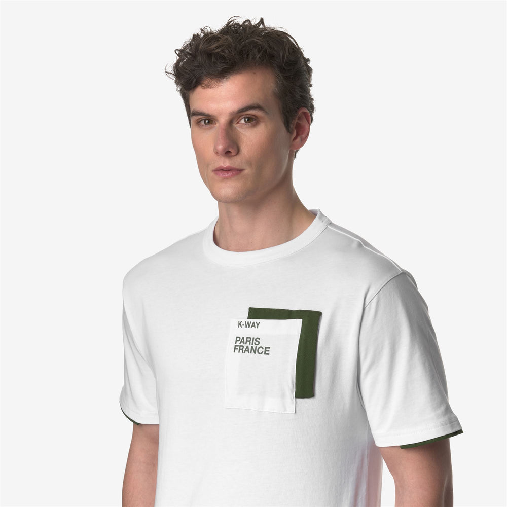 T-ShirtsTop Man FANTOME CONTRAST POCKETS T-Shirt WHITE - GREEN CYPRESS Detail Double				