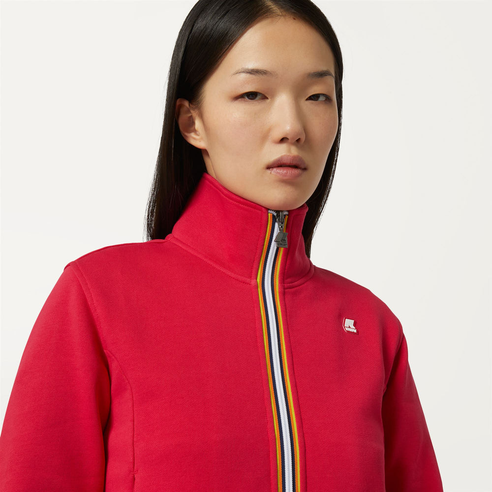 Fleece Woman KATY Jacket RED BERRY Detail Double				