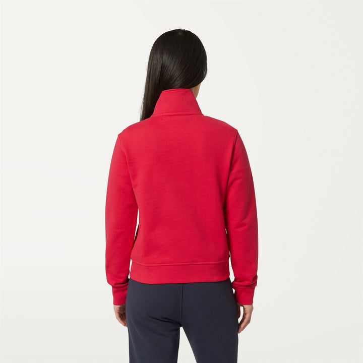 Fleece Woman KATY Jacket RED BERRY Dressed Front Double		