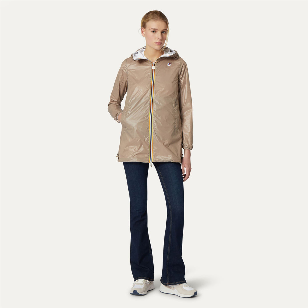 Jackets Woman SOPHIE PLUS.2 REVERSIBLE Mid WHITE - BEIGE TAUPE Detail Double				