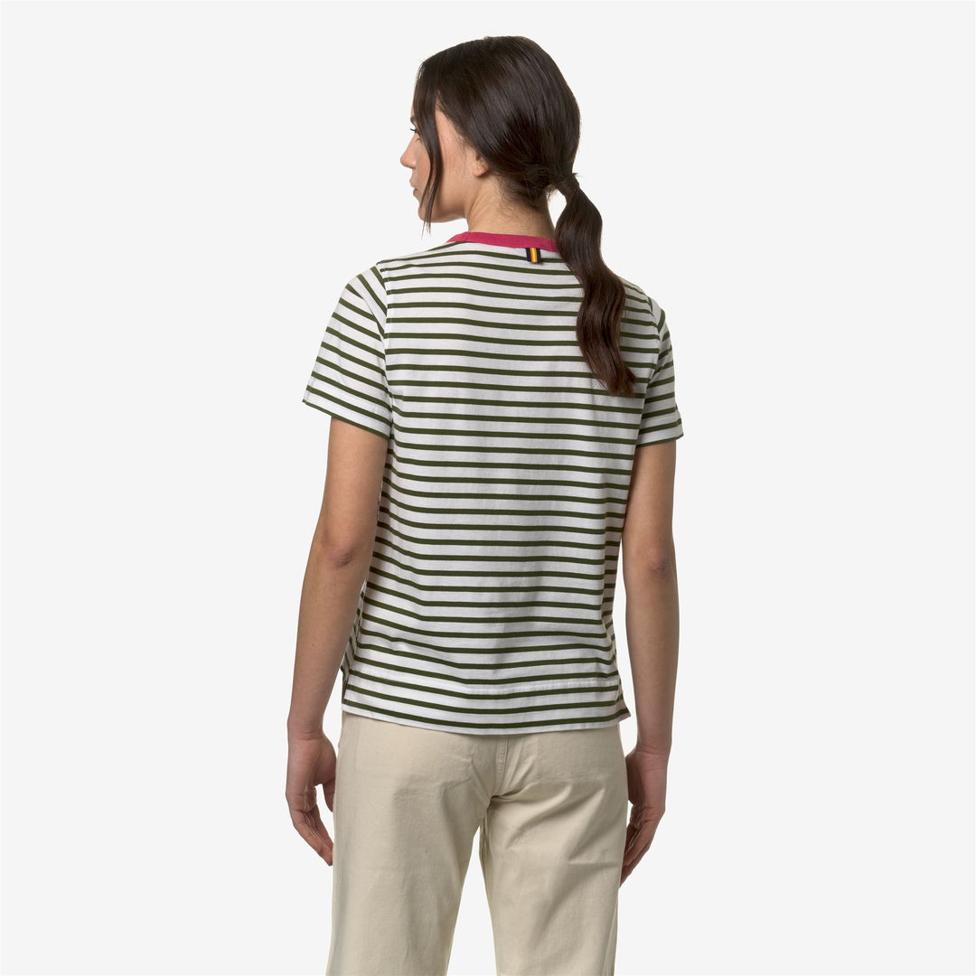 T-ShirtsTop Woman EMELI STRIPES T-Shirt WHITE-GREEN-PINK Dressed Front Double		