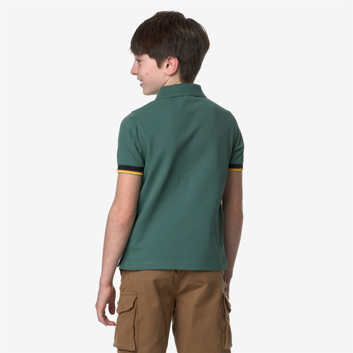 Polo Shirts Boy P. VINCENT Polo GREEN PALM Dressed Front Double		