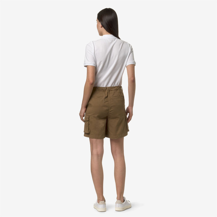 Shorts Woman ALYSANE Cargo BROWN CORDA Dressed Front Double		