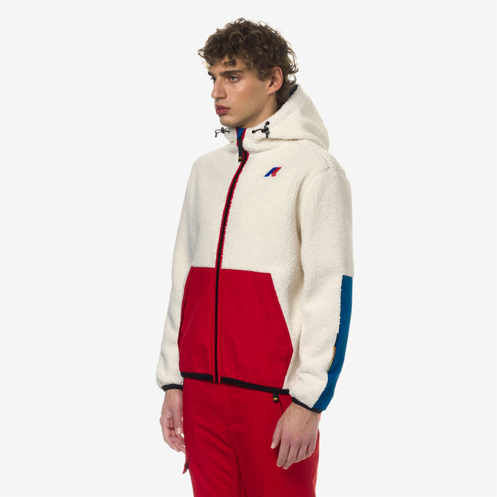 Fleece Man SELCHE Jacket WHITE G-RED-BLUE R Detail (jpg Rgb)			