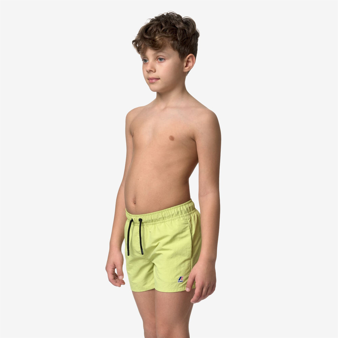 Bathing Suits Boy P. LE VRAI OLIVIER Swimming Trunk GREEN CELERY Detail (jpg Rgb)			