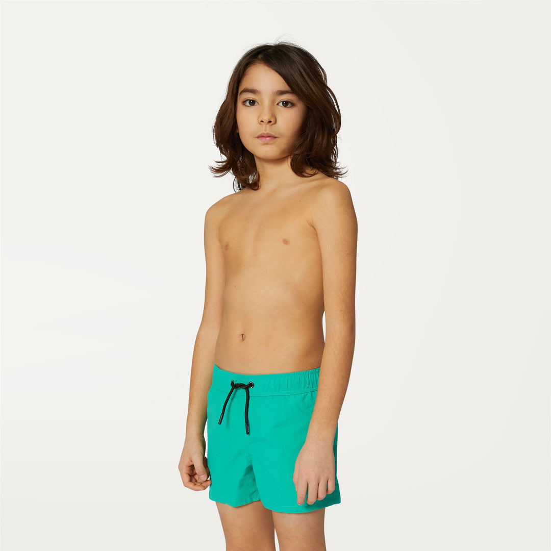 Bathing Suits Boy P. LE VRAI OLIVIER Swimming Trunk GREEN MARINE Detail (jpg Rgb)			