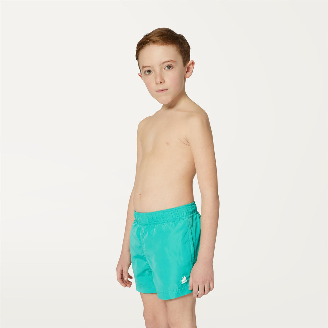 Bathing Suits Boy P. HAZEL Swimming Trunk GREEN MARINE Detail (jpg Rgb)			