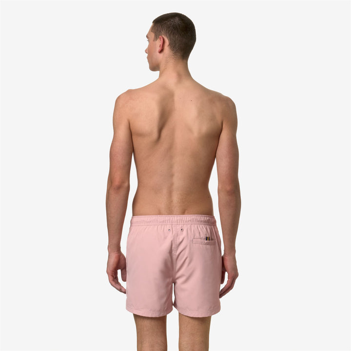 Bathing Suits Man HAZEL Swimming Trunk PINK POWDER Dressed Front Double		