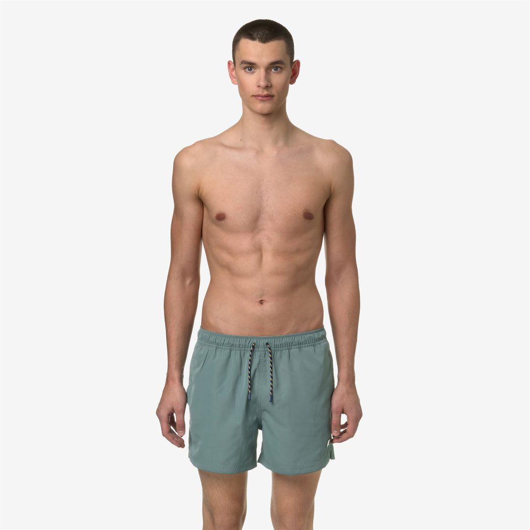 Bathing Suits Man HAZEL Swimming Trunk GREEN MOLD Dressed Back (jpg Rgb)		