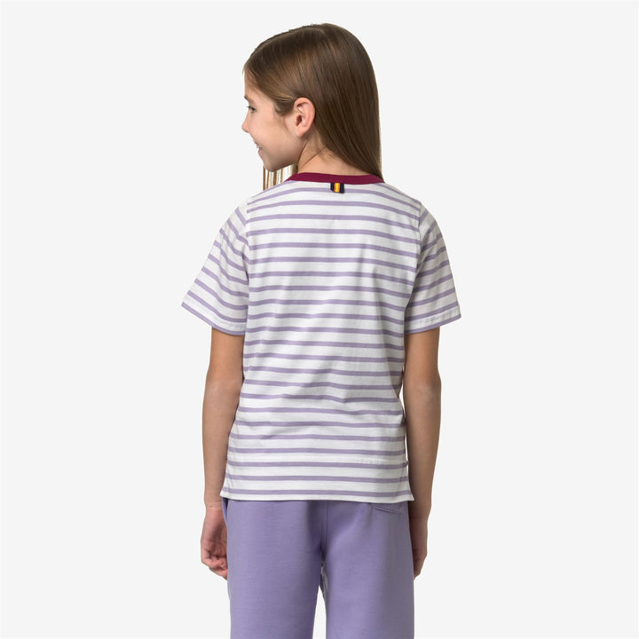 T-ShirtsTop Girl P. EMELI STRIPES T-Shirt WHITE - VIOLET GLICINE - RED DK Dressed Front Double		