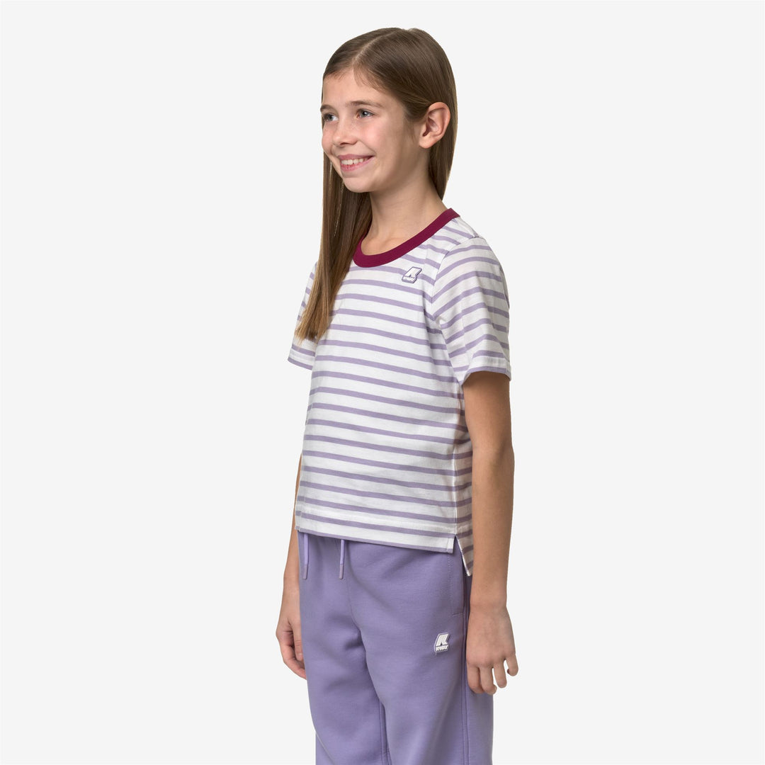T-ShirtsTop Girl P. EMELI STRIPES T-Shirt WHITE - VIOLET GLICINE - RED DK Detail (jpg Rgb)			