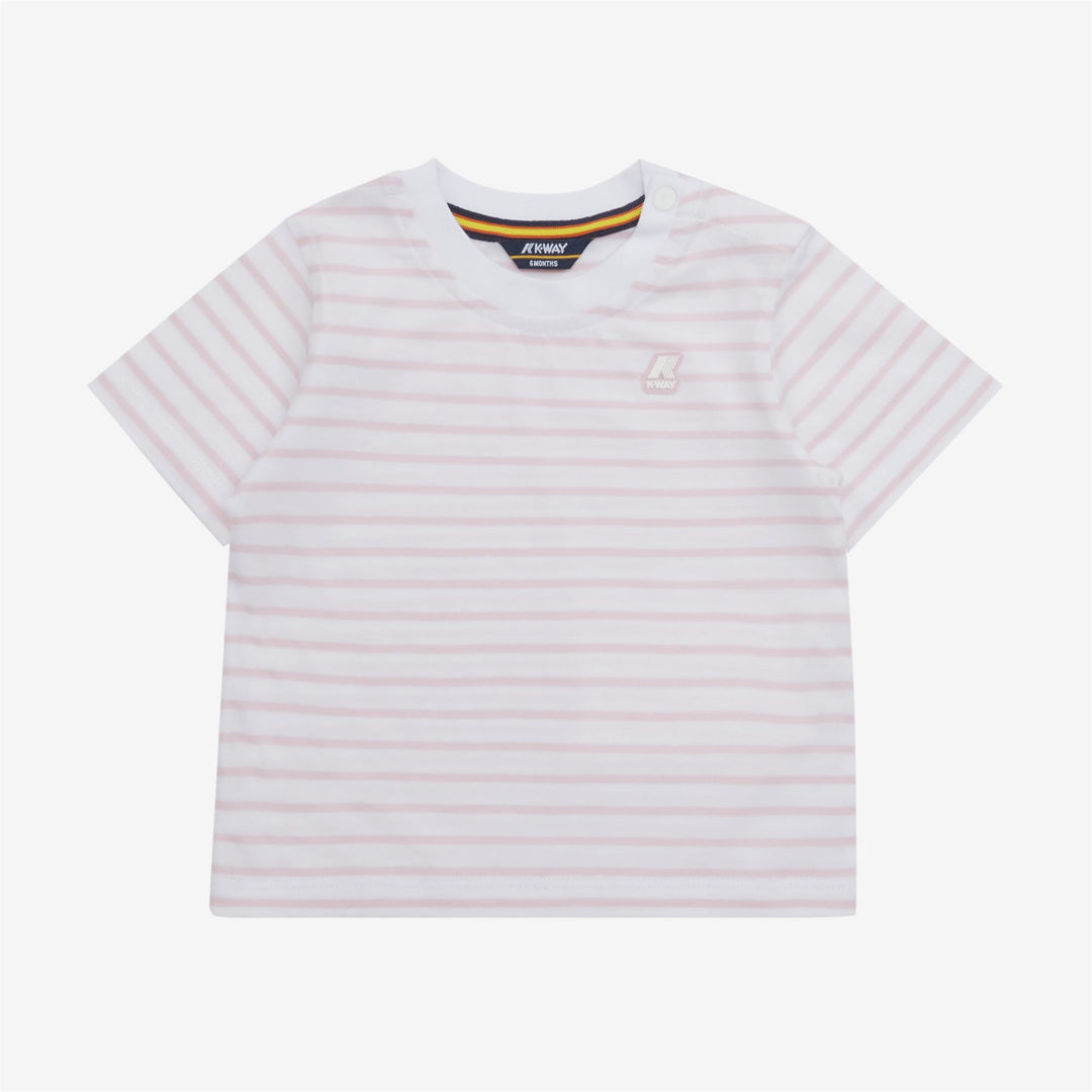 T-ShirtsTop Kid unisex E. PETE LOGO STRIPES T-Shirt WHITE - PINK ROSE Photo (jpg Rgb)			