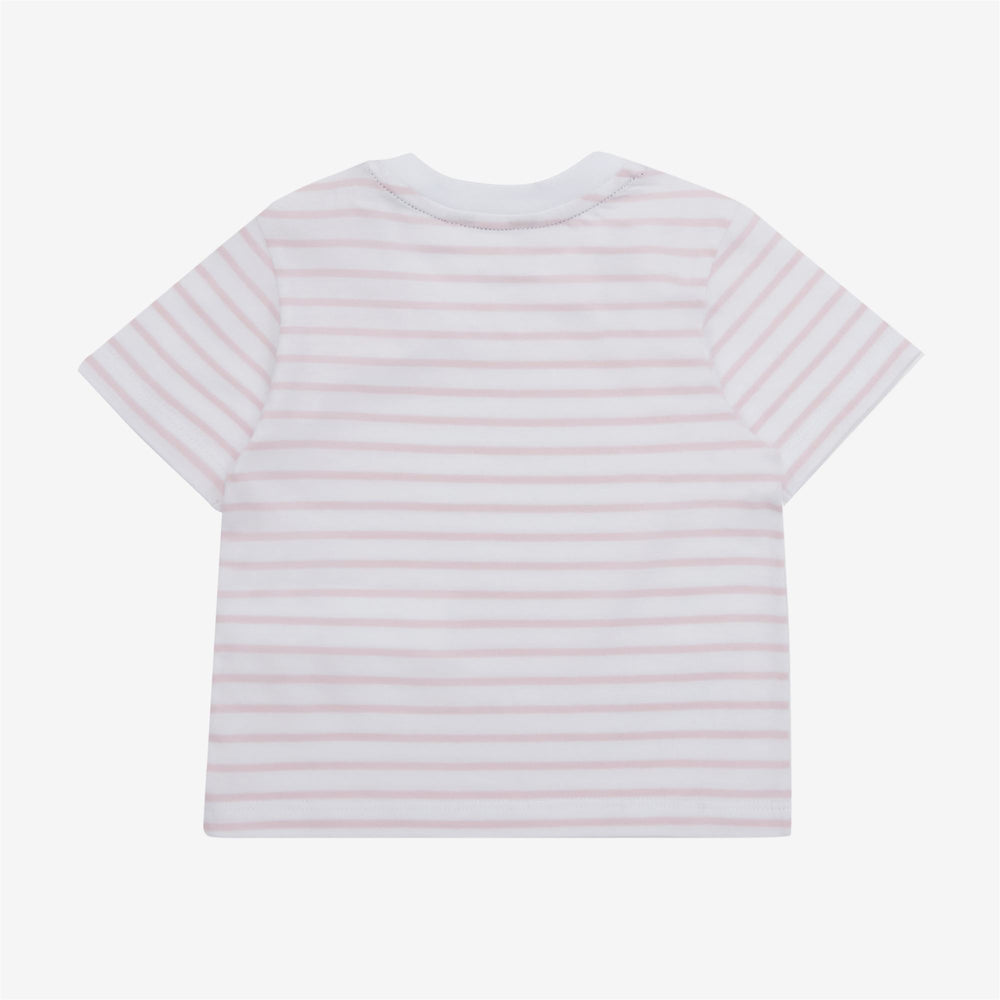 T-ShirtsTop Kid unisex E. PETE LOGO STRIPES T-Shirt WHITE - PINK ROSE Dressed Back (jpg Rgb)		