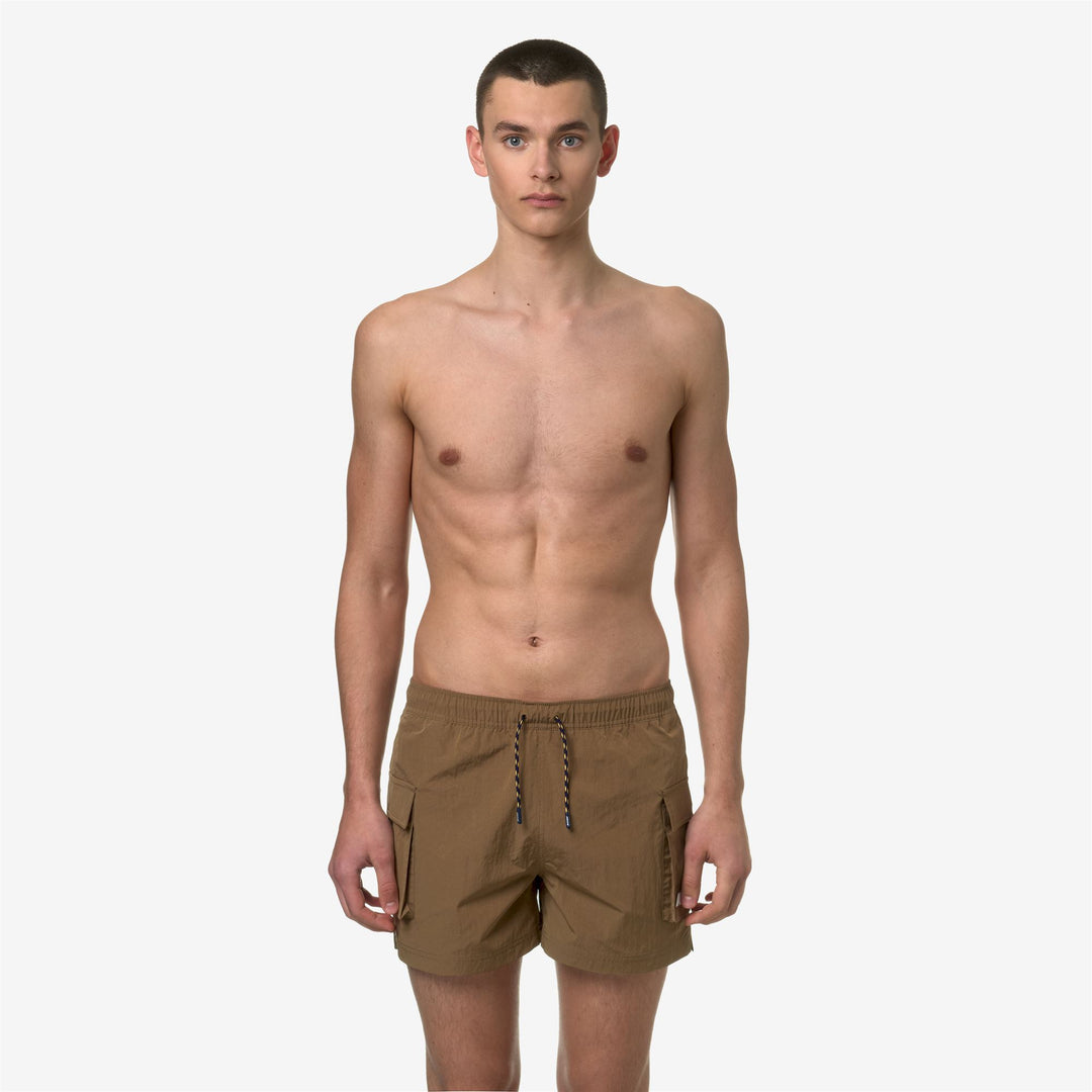 Bathing Suits Man MELLOW MINI RIPSTOP Swimming Trunk BROWN CORDA Dressed Back (jpg Rgb)		
