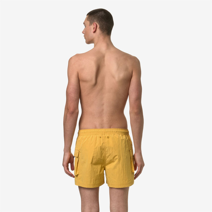 Bathing Suits Man MELLOW MINI RIPSTOP Swimming Trunk YELLOW MIMOSA Dressed Front Double		