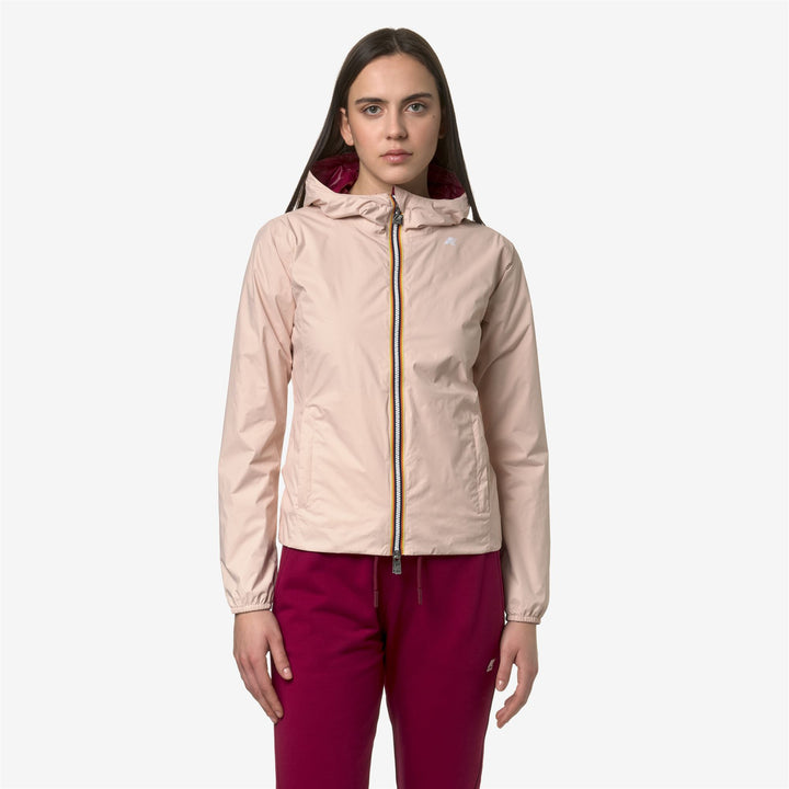 Jackets Woman LILY PLUS.2 DOUBLE Short PINK - RED DK Dressed Back (jpg Rgb)		