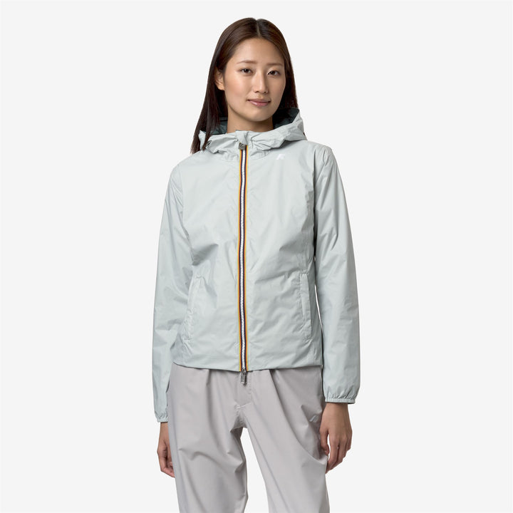 Jackets Woman LILY PLUS.2 DOUBLE Short GREY S-GREEN P Dressed Back (jpg Rgb)		