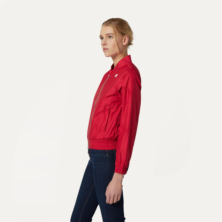 Jackets Woman AMAURETTE IRIDESCENT METAL NY Short RED BERRY Detail (jpg Rgb)			