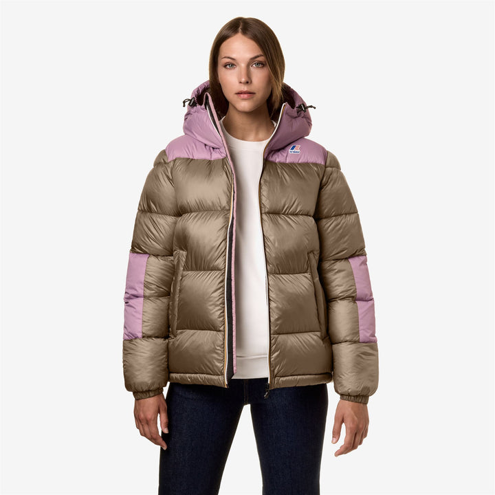 Jackets Unisex LE VRAI 3.0 CLAUDE HEAVY WARM Mid BEIGE TAUPE - VIOLET DUSTY Dressed Back (jpg Rgb)		