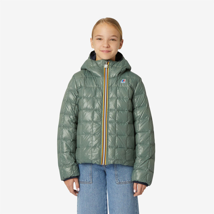 Jackets Girl P. MARGUERITE THERMO PLUS.2 DOUBLE Mid BLUE DEPTH - GREEN LAUREL Detail Double				