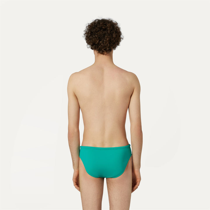 Bathing Suits Man Omer Olympic Brief GREEN Dressed Front Double		