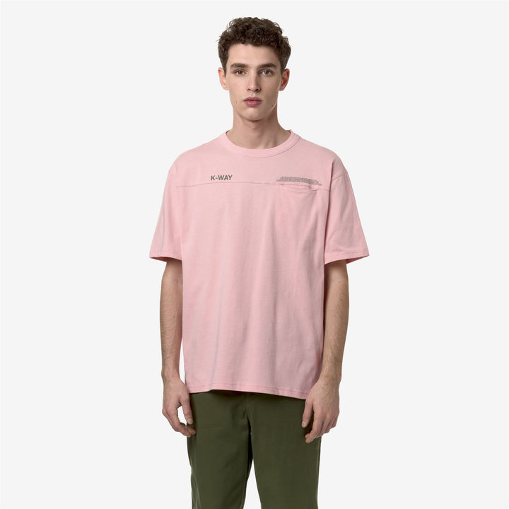 T-ShirtsTop Man FANTOME LETTERING - POCKET T-Shirt PINK POWDER - GREEN CYPRESS Dressed Back (jpg Rgb)		