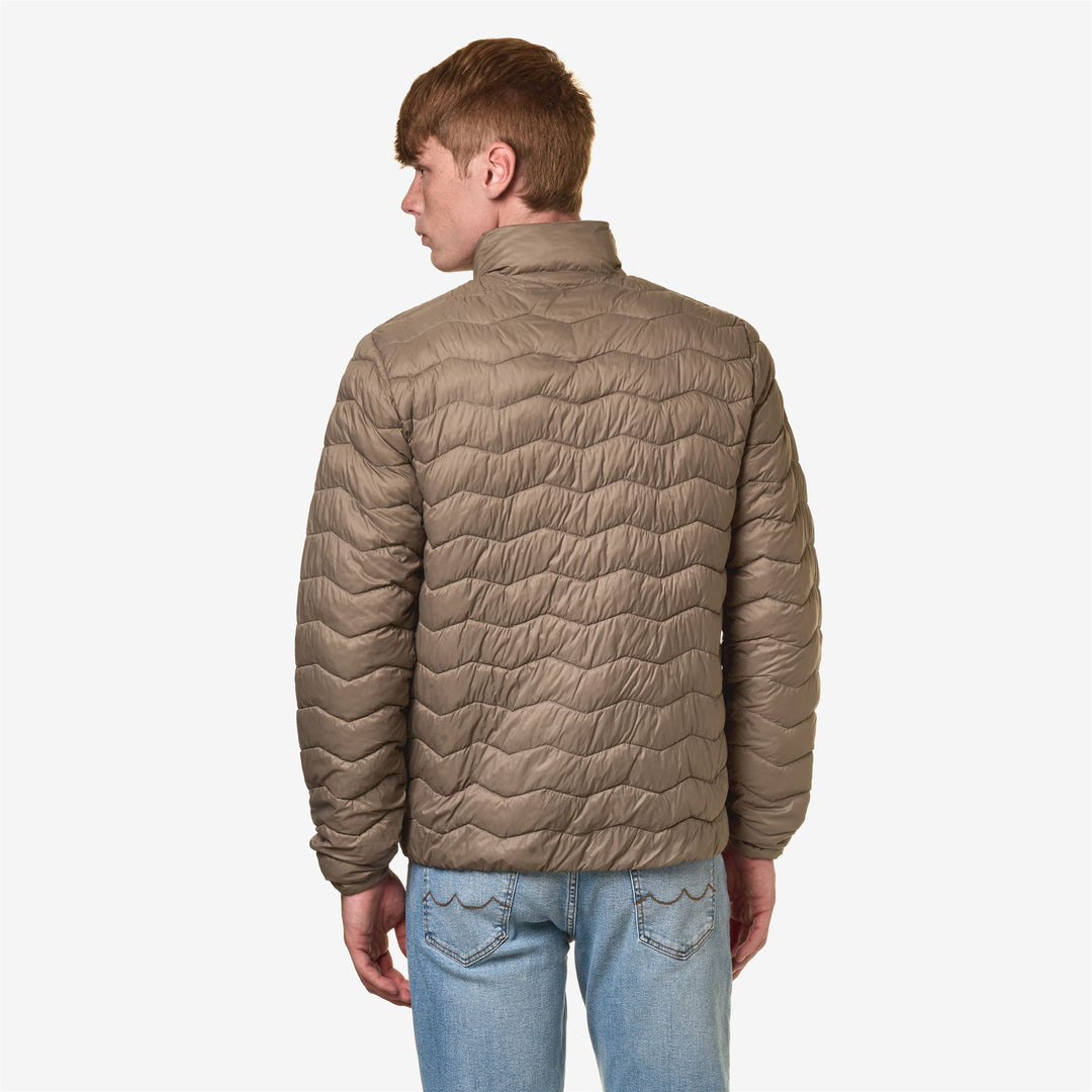 Jackets Man VALENTINE QUILTED WARM Short BEIGE TAUPE Dressed Front Double		