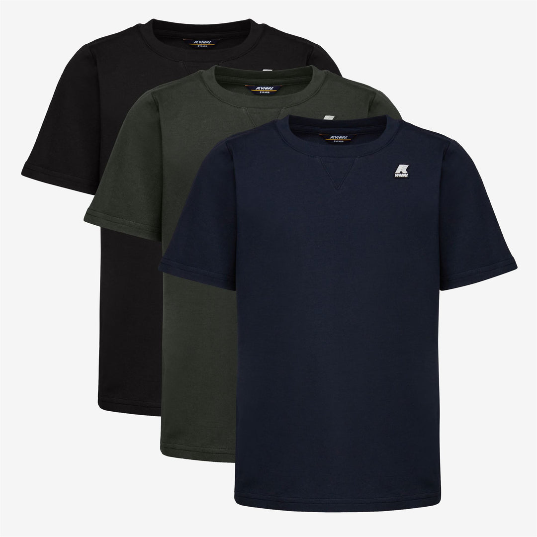 T-ShirtsTop Boy P. EDWING ROUND SLEEVES THREE PACK T-Shirt BLUE D-GREEN BL-BLACK Photo (jpg Rgb)			