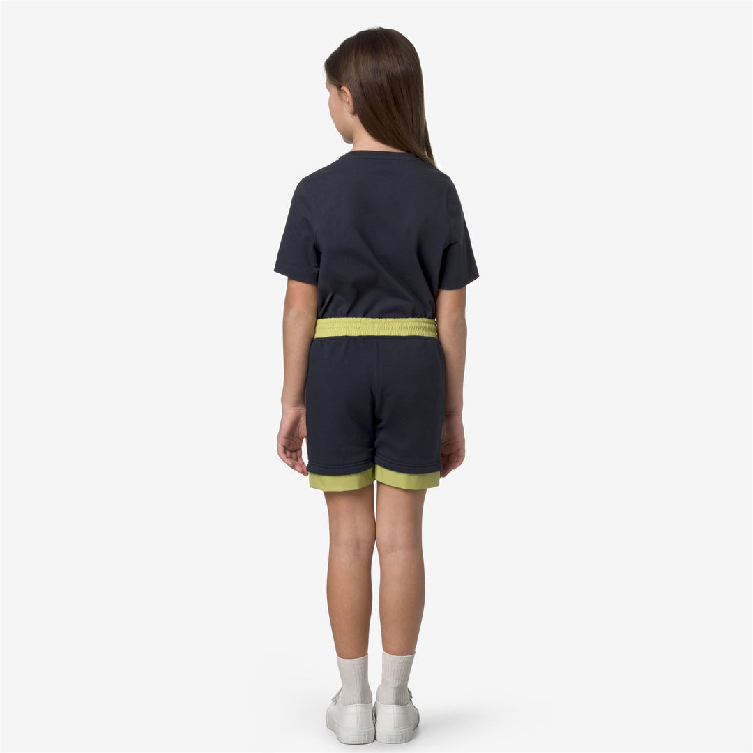 Shorts Kid unisex P. LE VRAI NEST NYLON PC Sport  Shorts BLUE DEPTH-GREEN CELERY Dressed Front Double		