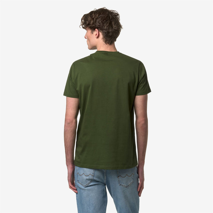 T-ShirtsTop Man EDWING ROUND SLEEVES THREE PACK T-Shirt WHITE-BLUE D-GREEN C Dressed Front Double		