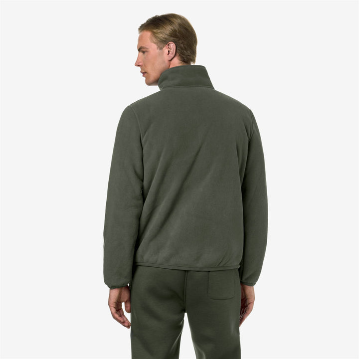 Fleece Man PASCAL SHERPA POLAR Jacket GREEN B-GREEN S Dressed Front Double		