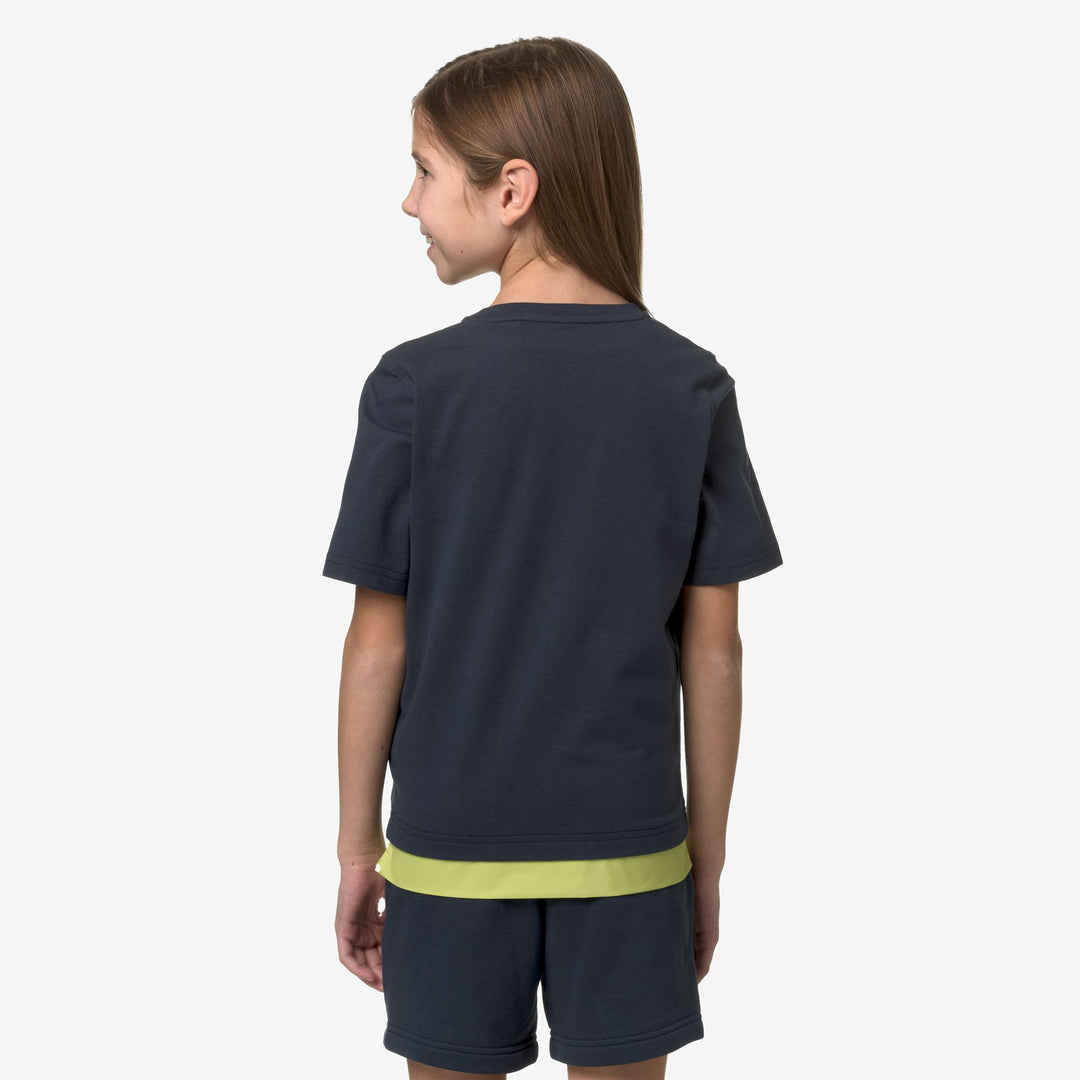 T-ShirtsTop Boy P. LE VRAI SERI NYLON PC T-Shirt BLUE DEPTH-GREEN CELERY Dressed Front Double		