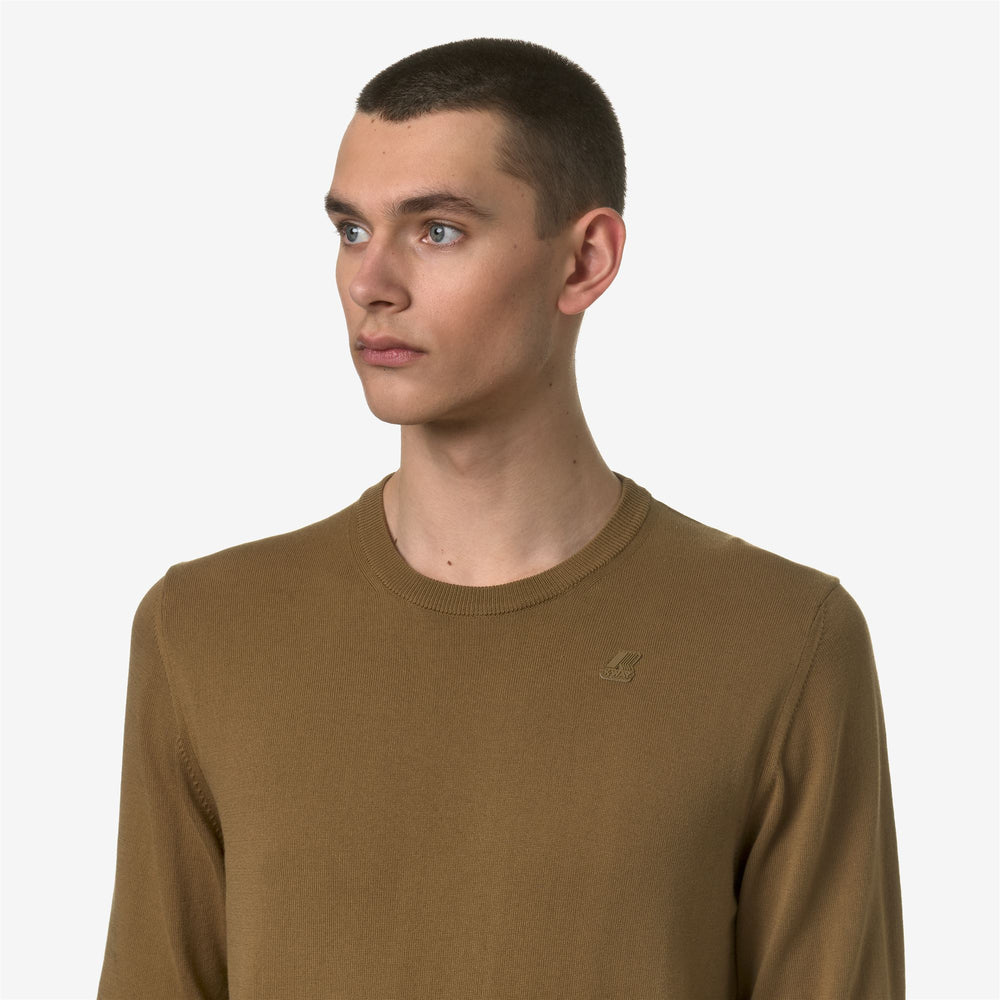 KNITWEAR Man SEBASTIEN COTTON PS Pull  Over BROWN CORDA Detail Double				