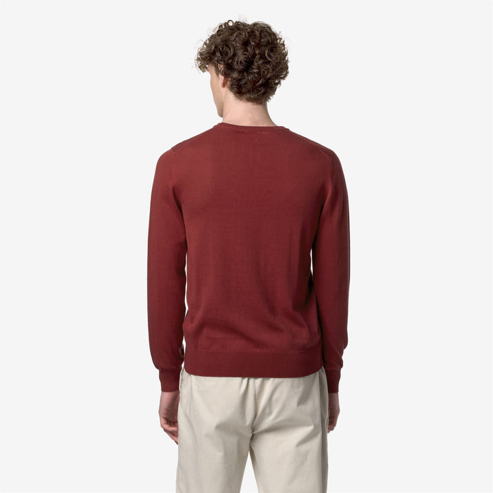 KNITWEAR Man SEBASTIEN COTTON PS Pull  Over BROWN FIERY Dressed Front Double		