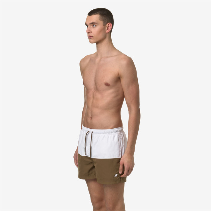 Bathing Suits Man LESLIE Swimming Trunk WHITE-BROWN C Detail (jpg Rgb)			