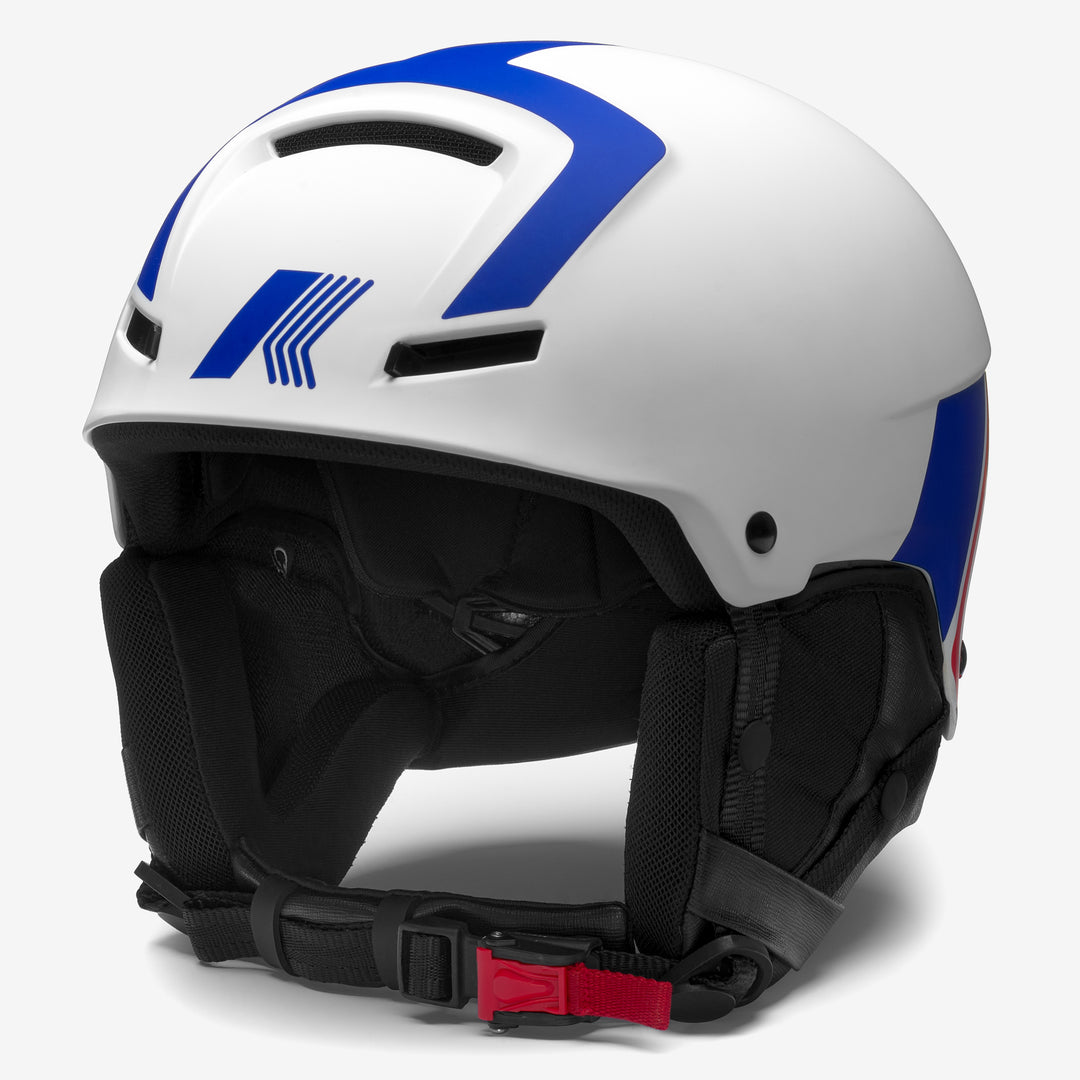 Grey Unisex Ski Helmet with Blue and Red Logos 01