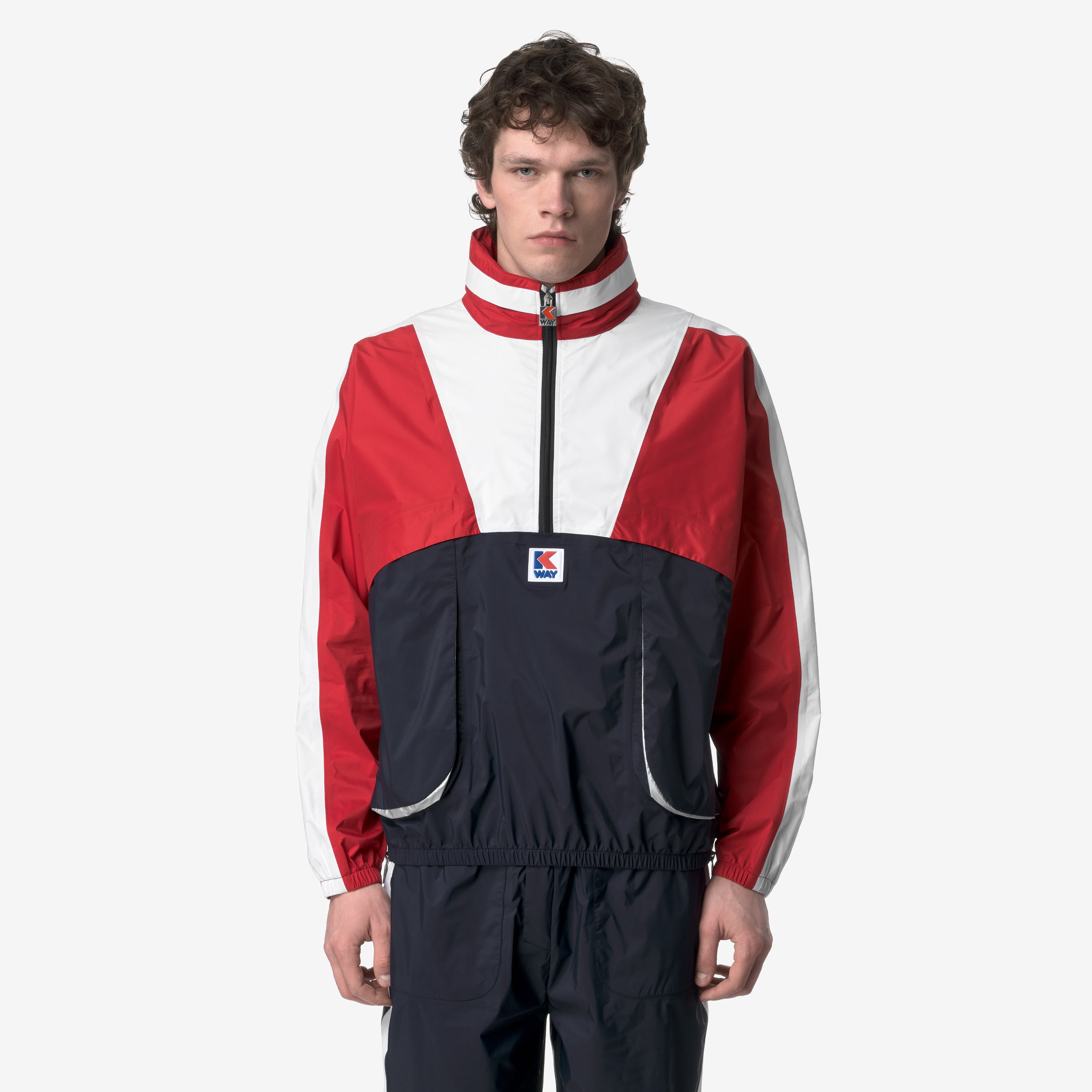 Jackets Unisex 7002 HALF ZIP Short BLUE RED WHITE