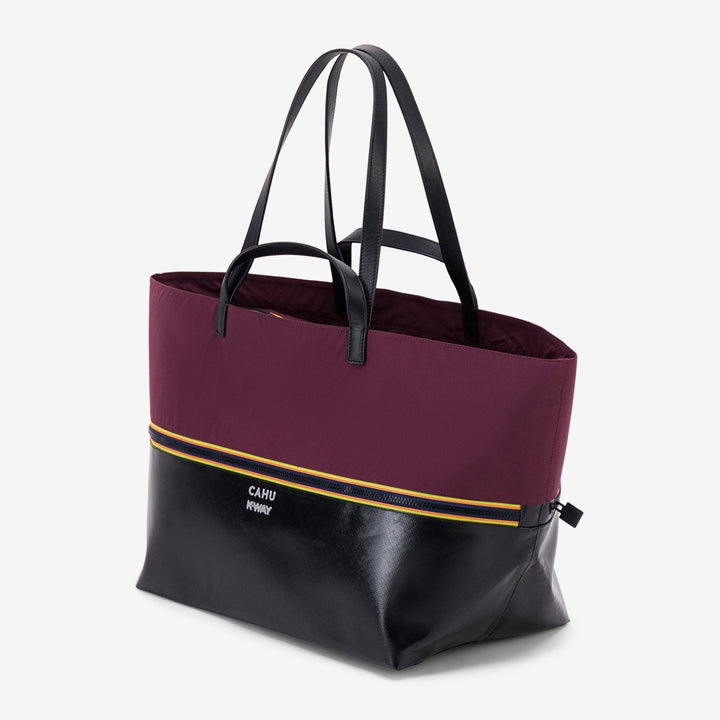 Borsa tote unisex nera e rossa con PVC impermeabile e nylon 2