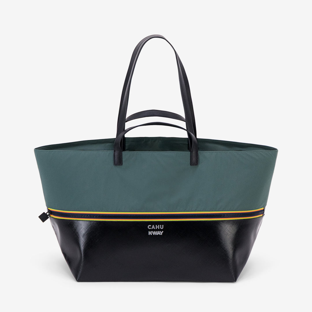 Black green Unisex Tote Bag with Waterproof PVC and Nylon 01