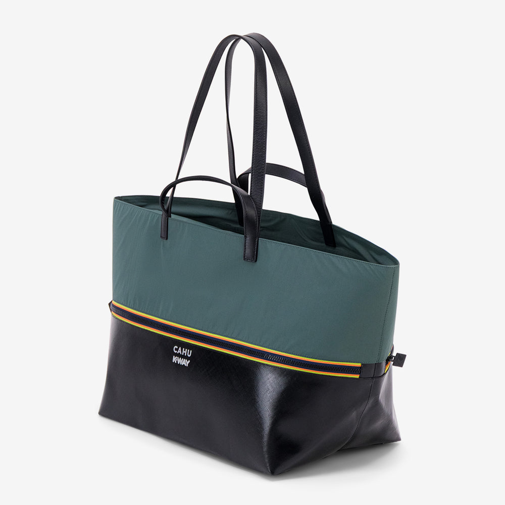 Black green Unisex Tote Bag with Waterproof PVC and Nylon 02