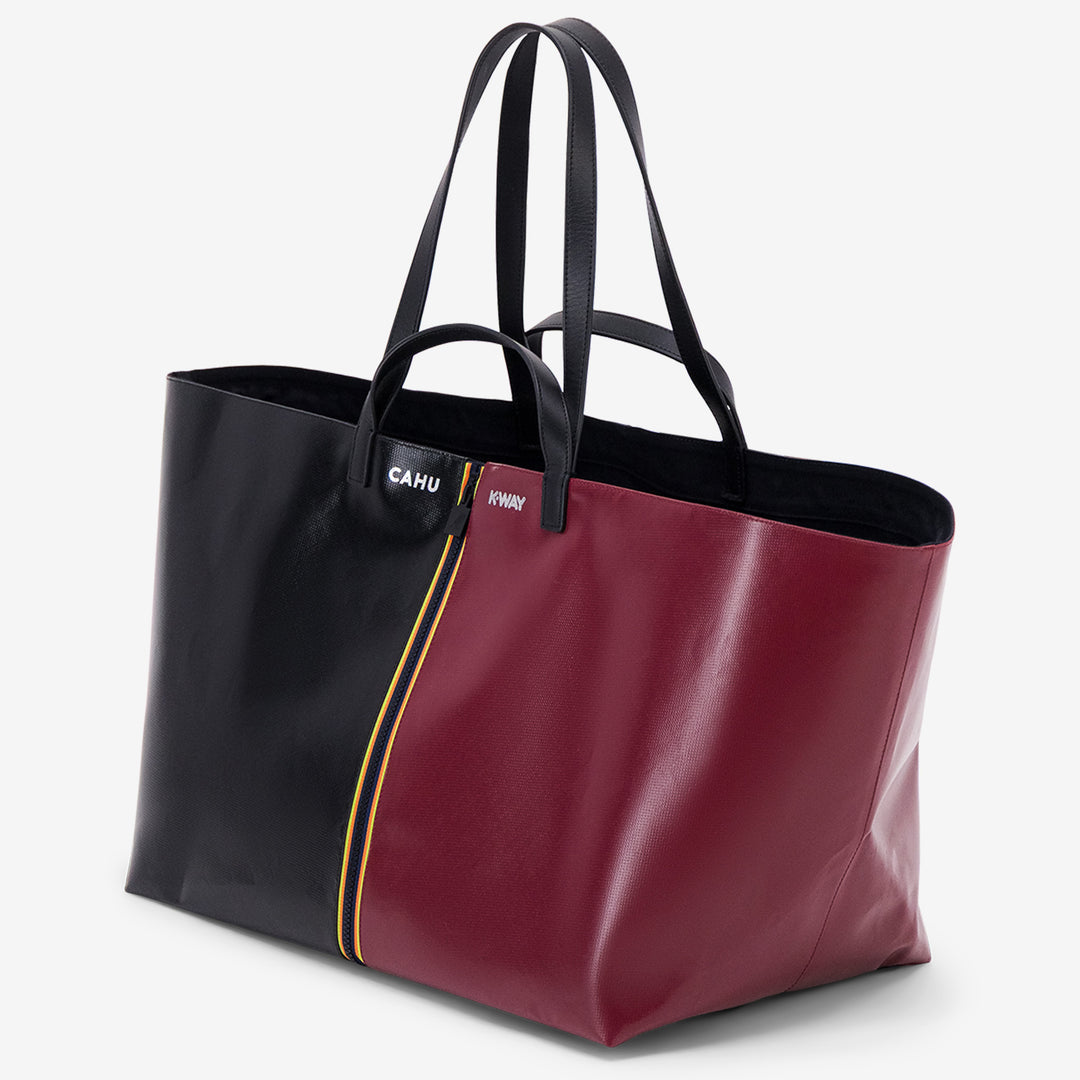 Borsa tote grande unisex nera e rossa main
